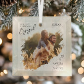 Ornement En Verre Rustic Our First Christmas Engaged Photo Christmas