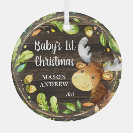 Ornement En Verre Rustic Woodland Moose (Recto)