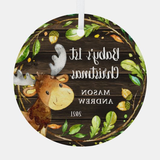 Ornement En Verre Rustic Woodland Moose (Verso)