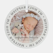 Ornement En Verre Saint Baptême Cadre simple Photo personnalisée mod (Verso)