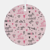 Ornement En Verre Saint-Valentin : Arrière - plan "Je t'aime". (Verso)