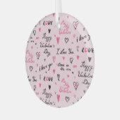 Ornement En Verre Saint-Valentin : Arrière - plan "Je t'aime". (Avant gauche)