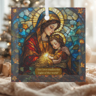 Ornement En Verre Sainte Madone Divine Amour d'une Mère Vintage