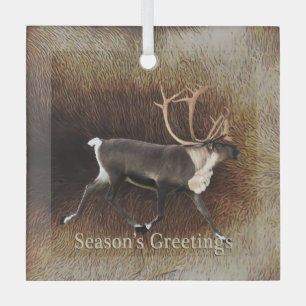 Ornement En Verre Salutation de saison - Bull Caribou (Reindeer)
