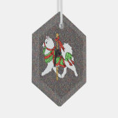 Ornement En Verre Samoyé Carousel Horse Glass Hexagonal Ornament BK (Avant droite)