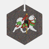Ornement En Verre Samoyé Carousel Horse Glass Hexagonal Ornament BK (Verso)