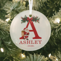 Santa Monogrammé et Nom Famille Assortis