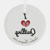 Ornement En Verre Sauvegarde personnalisable 'I heart Quilling' (Verso)