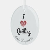 Ornement En Verre Sauvegarde personnalisable 'I heart Quilling' (Avant gauche)