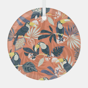 Ornement En Verre Scène Exotique Toucan Jungle