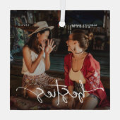 Ornement En Verre Script Bestie photo Keepsaké cadeau (Verso)
