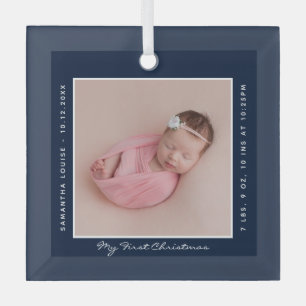 Ornement En Verre Script photo de Noël bébé