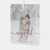 Ornement En Verre Script rouge photo personnalisé de Noël (Avant gauche)