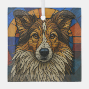 Ornement En Verre Shetland Sheepdog Sheltie Chien "Verre tendu"