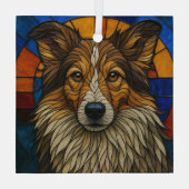 Ornement En Verre Shetland Sheepdog Sheltie Chien "Verre tendu" (Verso)