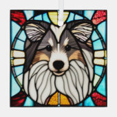 Ornement En Verre Shetland Sheepdog "Verre Tiré" (Verso)