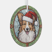 Ornement En Verre Shetland Sheepdog Vitrail Noël (Avant droite)
