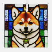 Ornement En Verre Shiba Inu Chien "Verre Tiré" (Verso)