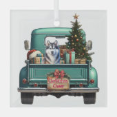 Ornement En Verre Sibérie Husky Chien Retro Camion Noël (Recto)
