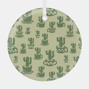 Ornement En Verre Silhouette de cactus succulent en tasses et pots c