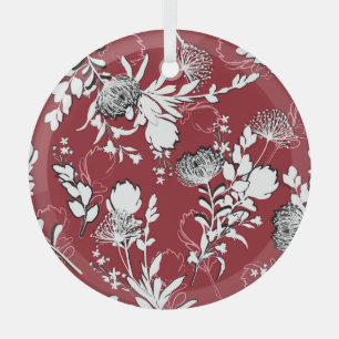 Ornement En Verre Silhouette florale, motif botanique coloré.
