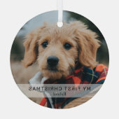 Ornement En Verre Simple Chiot 'My First Christmas' Photo Keepsaké (Verso)