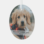 Ornement En Verre Simple Chiot 'My First Christmas' Photo Keepsaké (Avant gauche)