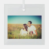 Ornement En Verre simple minimum ajouter votre nom photo année aquar (Recto)