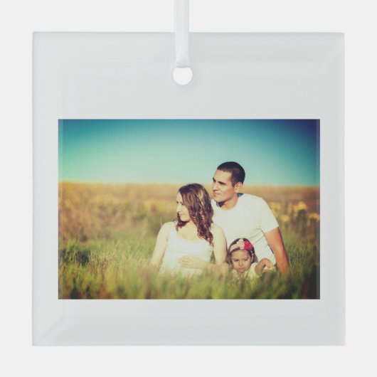 Ornement En Verre simple minimum ajouter votre nom photo année aquar (Recto)