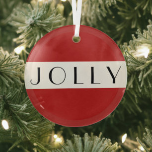 Ornement En Verre Simple Modern Jolly Christmas Holiday Red