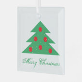 Ornement En Verre Simple sapin de Noël vert Joyeux rouge Script (Avant gauche)