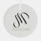 Ornement En Verre Simply Elegant Custom Monogram (Verso)