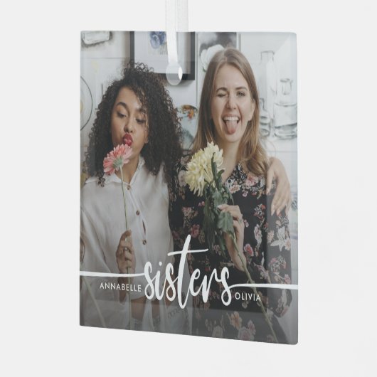 Ornement En Verre Sisters Script Photo moderne   (Avant gauche)