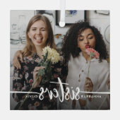 Ornement En Verre Sisters Script Photo moderne   (Verso)