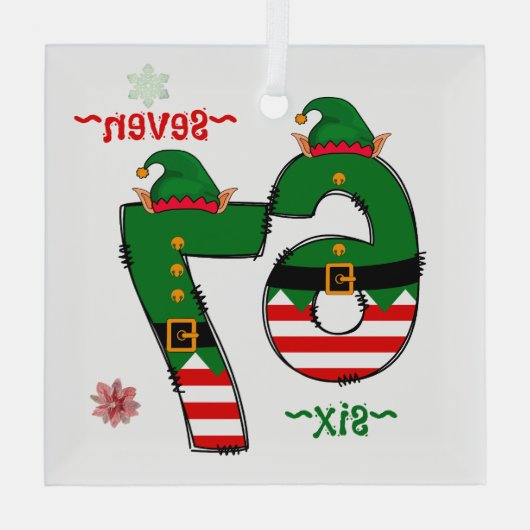 Ornement En Verre Six Seven Dressed In Elf Suits Christmas (Verso)