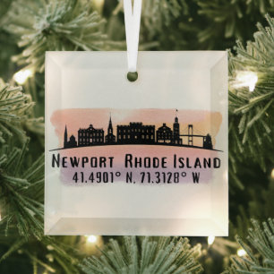 Ornement en verre Skyline Ville de Newport RI
