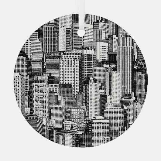 Ornement En Verre Skyscraper City Texture Isométrique sans fil (Verso)