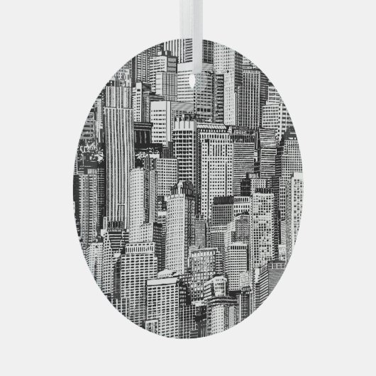 Ornement En Verre Skyscraper City Texture Isométrique sans fil (Avant droite)