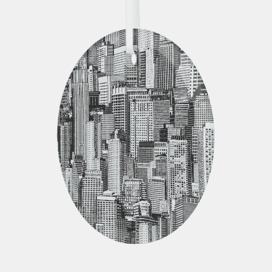 Ornement En Verre Skyscraper City Texture Isométrique sans fil (Avant gauche)