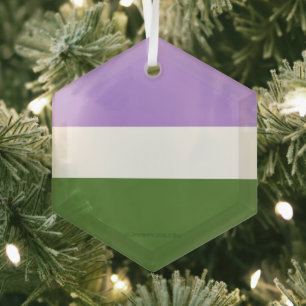 Ornement En Verre SlipperyJoe's Genderqueer Pride Couleurs du drapea