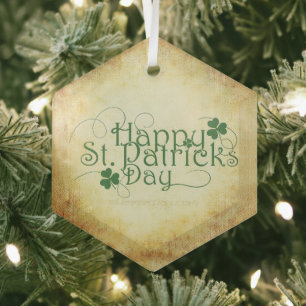 Ornement En Verre SlipperyJoe's Happy St. Patrick's Day holiday Iris