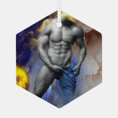 Ornement En Verre SlipperyJoe's Man steamy shirt abs six pack (Verso)