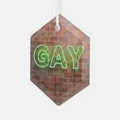 Ornement En Verre SlipperyJoe's neon Gay Sign mot de mur en briques  (Avant gauche)
