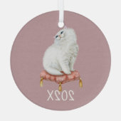Ornement En Verre Smiling Blanc Kitty Keepsaké Personnalisable Année (Verso)