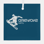 Ornement En Verre Snowbird Utah Snowboardeur (Verso)