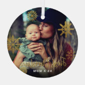 Ornement En Verre Snowflakes Gold First Christmas as Mom Photo (Verso)