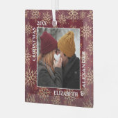 Ornement En Verre Snowflakes mariés Photo : Cranberry (Avant gauche)