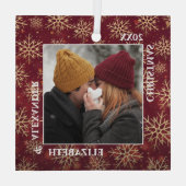 Ornement En Verre Snowflakes mariés Photo : Cranberry (Verso)