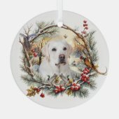 Ornement En Verre Snowy Labrador Retriever Holiday (Verso)