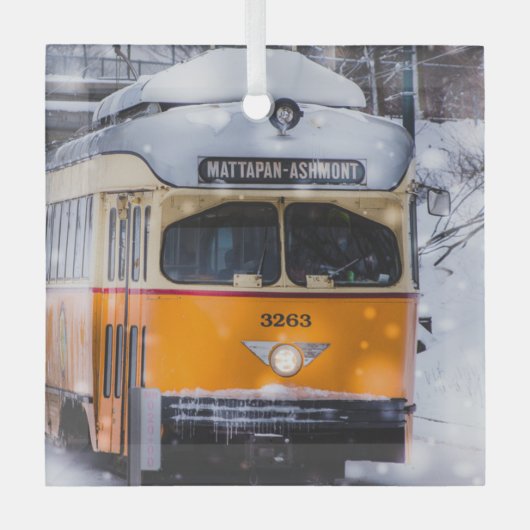 Ornement en verre Snowy Trolley Ride (Recto)